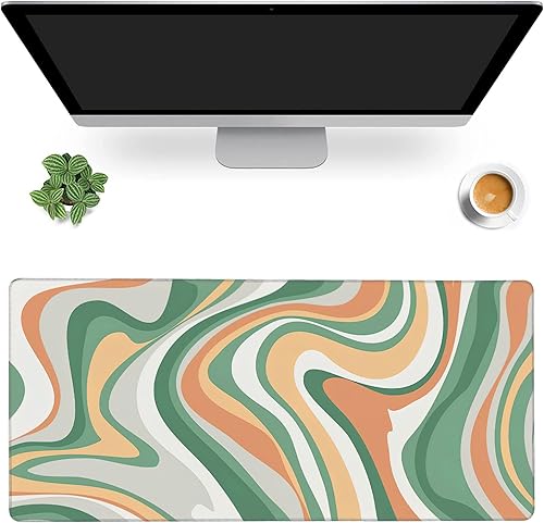 MIOAOSRT Alfombrilla de escritorio, alfombrilla grande para mouse con textura de mármol con bordes cosidos, alfombrilla antideslizante para mouse