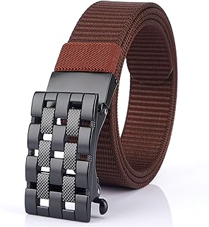 Cinturón de Trabajo De Lona de Nailon para Hombre Hebilla automática Cinturón de Nylon Grueso de 3.5 cm Cinturón Interno Azul Rojo 2 Colores Casual All-Match Jeans Totalmente Ajustable