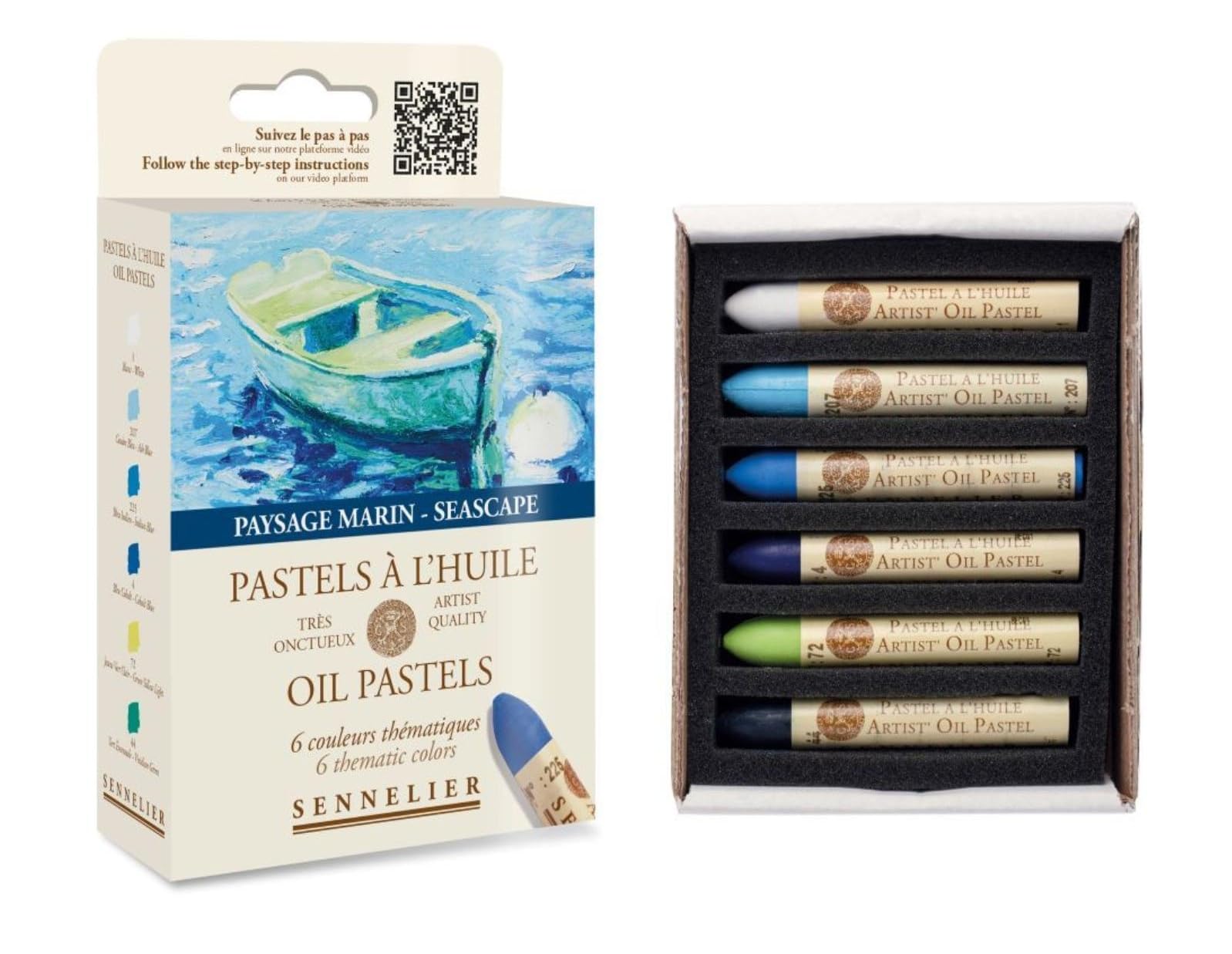 Sennelier Pastels à Huile 12 Couleurs. Set Paysage et estompe
