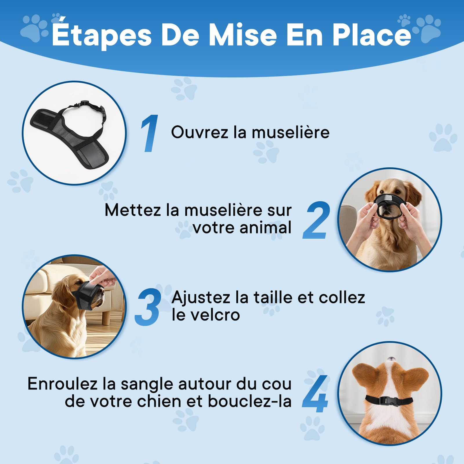 Museliere pour Chien, Ajustable pour Muselière Chien, Anti-aboiement et Mastication, Muselière en Maille à Air Doux pour l'entraînement au toilettage (M)