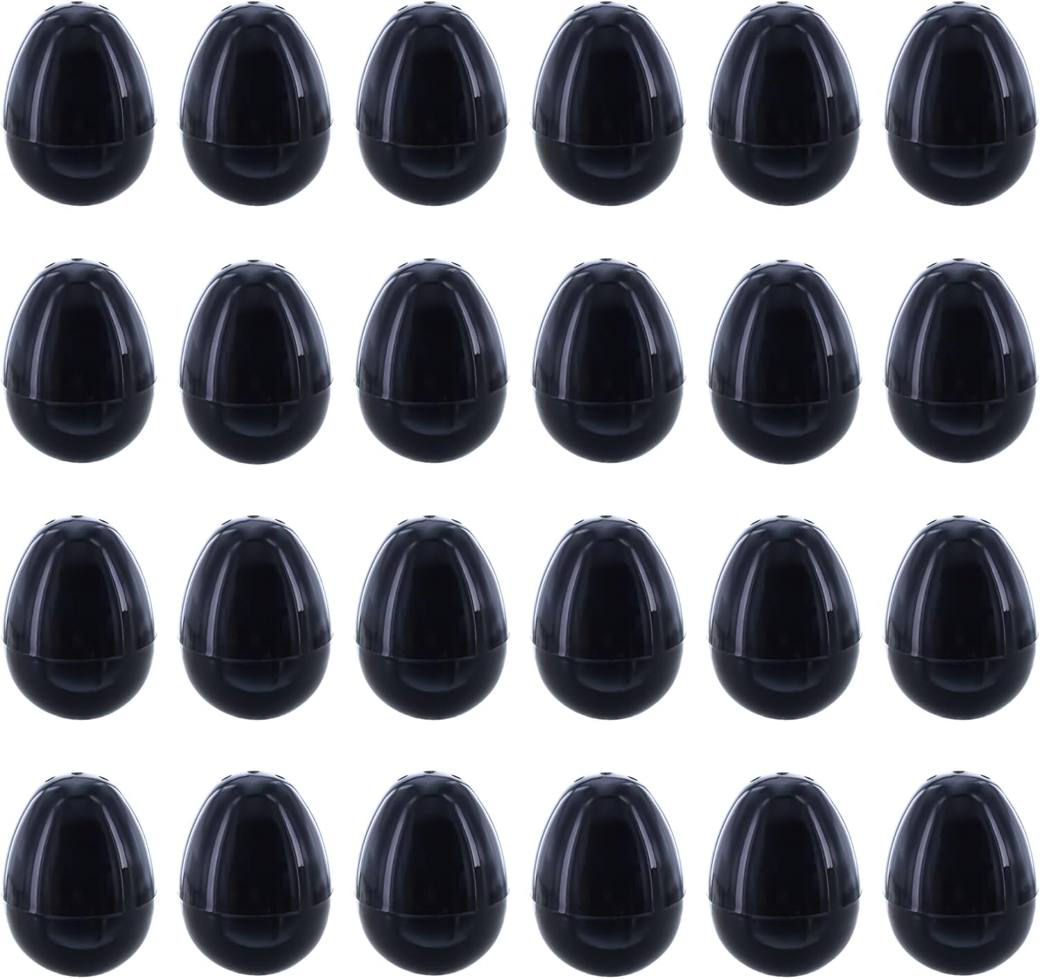 Set of 24 Glossy Black Plastic Easter Eggs 2.25 Inches