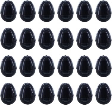 Set of 24 Glossy Black Plastic Easter Eggs 2.25 Inches
