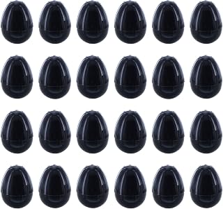 Set of 24 Glossy Black Plastic Easter Eggs 2.25 Inches
