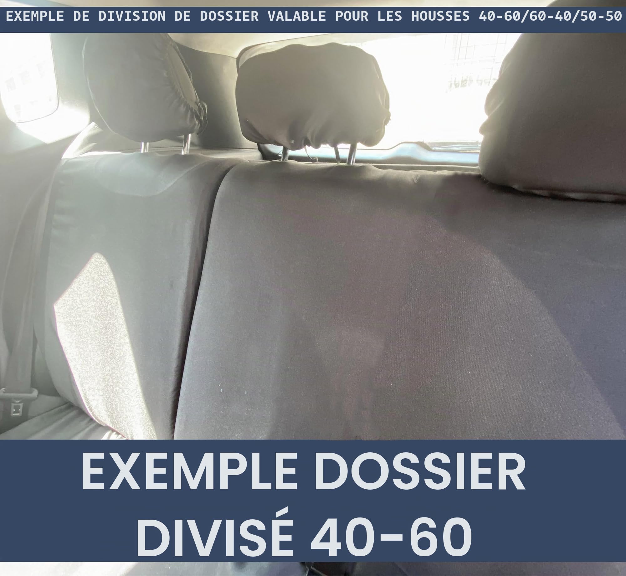 Auto Accessori Lupex Housses de siège Auto compatibles avec Cinquecento 500, fabriqué en Italie, Tissu Polycoton, Ensemble Avant et arrière (Noir - Rouge avec Dossier arrière 50e50)