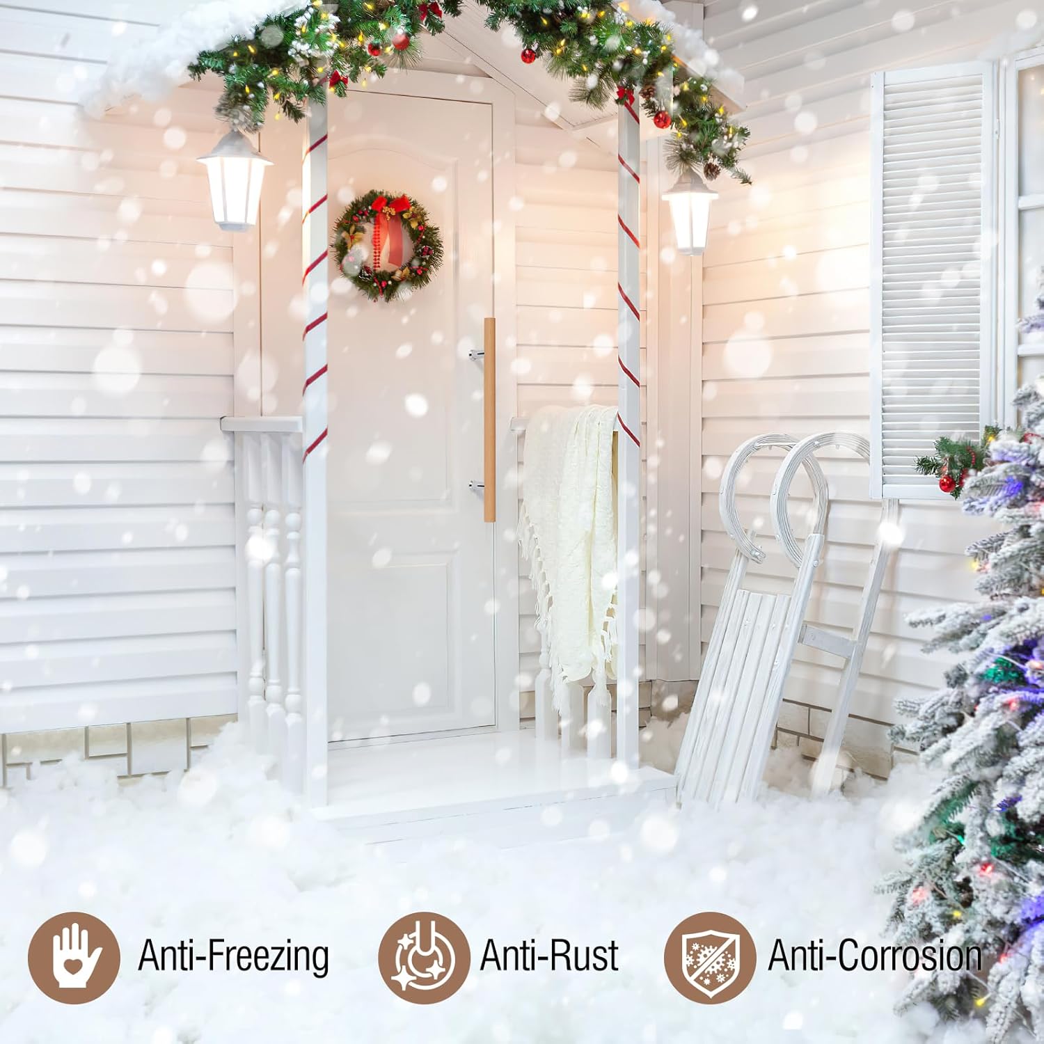 Ranbo 10" Solid Beech Wood Push Pull Door Handle, 6" CTC, Back-to-Back, Anti-Scald & Anti-Freeze, for Sauna, Spa, Shower, Barn Door