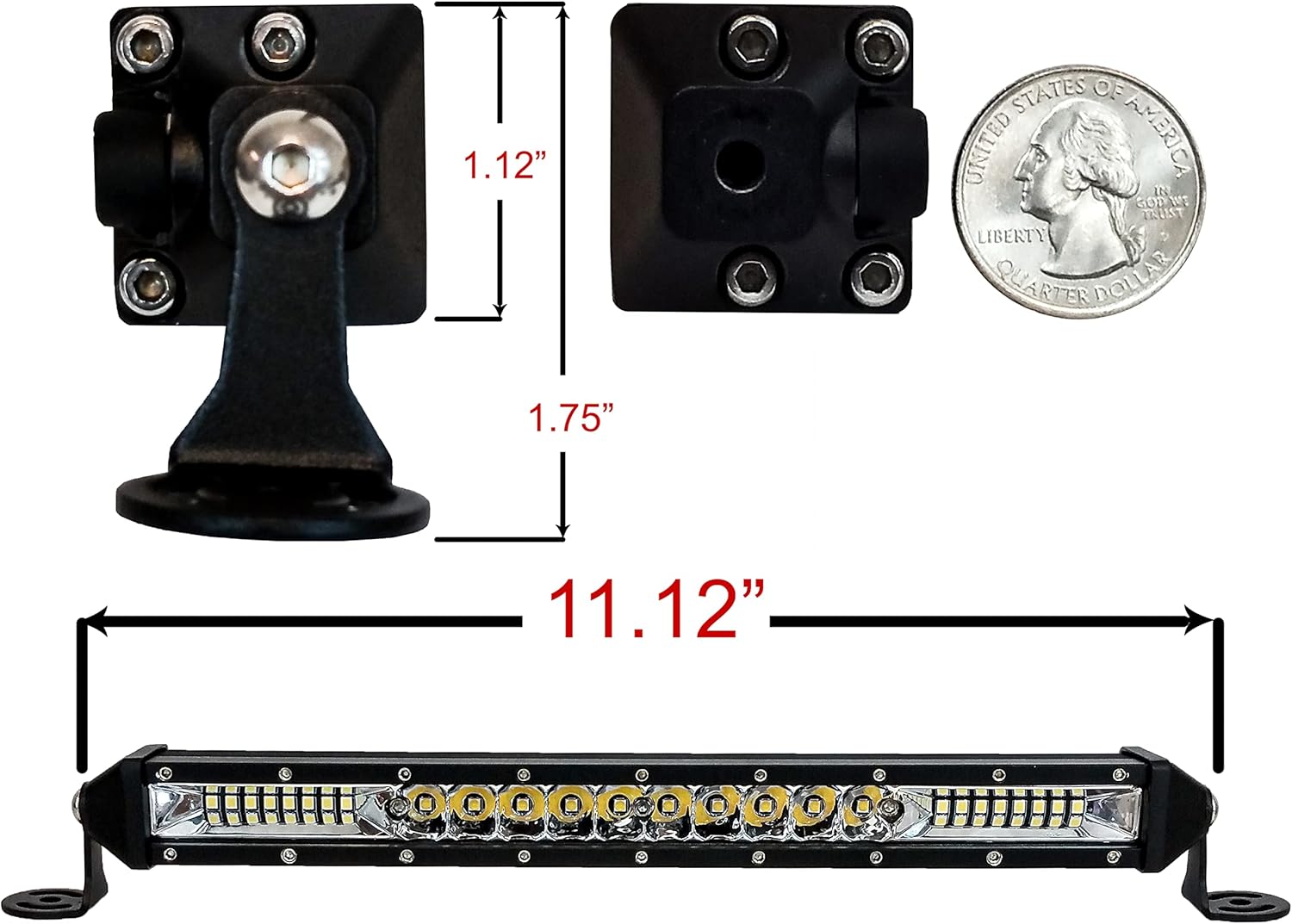 OZ-USA 10" E Bike LED Light Bar Headlight with Bicycle Handlebar Clamps Compatible with Shimano E5000, E7000, E6100, E6110 EP8 Motors