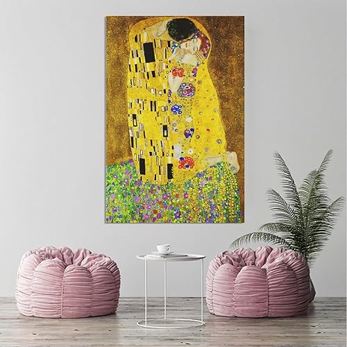 Miniatura 3 de LEES TOSS Gustav Klimt The Kiss - Póster decorativo para pared, decoración de habitación, estética, sala de estar, sin marco 24 x 36 pulgadas (23.6