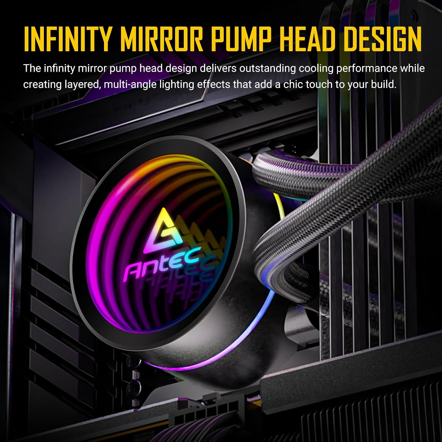 Antec Luna 360 ARGB AIO Liquid CPU Cooler, 3x120mm PWM ARGB Fans, Infinity Mirror Pump Head Design, High-Performance Cooling, Intel LGA 1700/1851 & AMD AM4/AM5