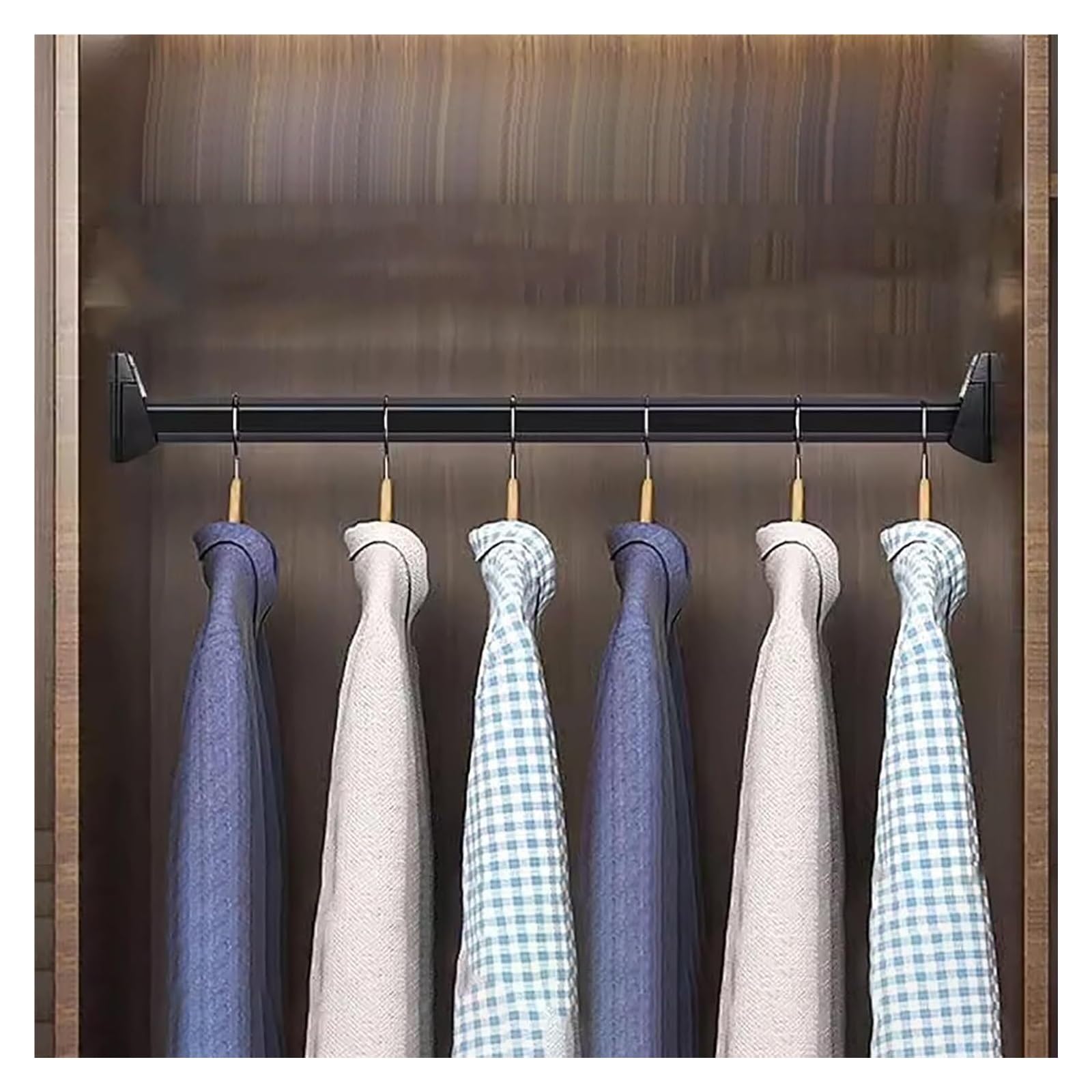 ROHCGHC Wardrobe hanging rods, 40 To 160cm Black Hanging Rods for Clothes - Closet Rail with Non-Slip Silent Strip for Shoe Cabinets(0.55m/21.7in)