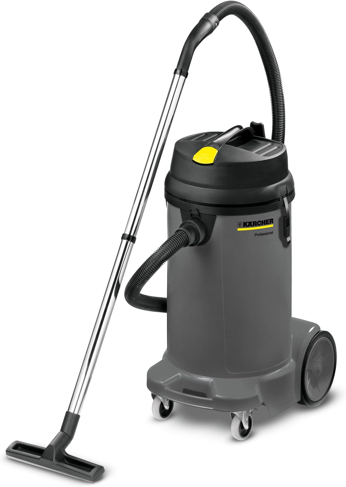 Kärcher Commercial Wet Dry Vacuum Cleaner - NT 48/1 - with Integrated Cable Hook and Accessory Storage - 2 Suction Tubes, Floor Nozzle and Crevice Nozzle - 13 Gallons