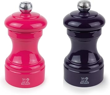 PEUGEOT Bistro Salt and Pepper Mill Set - Pink/Eggplant, Set of 2