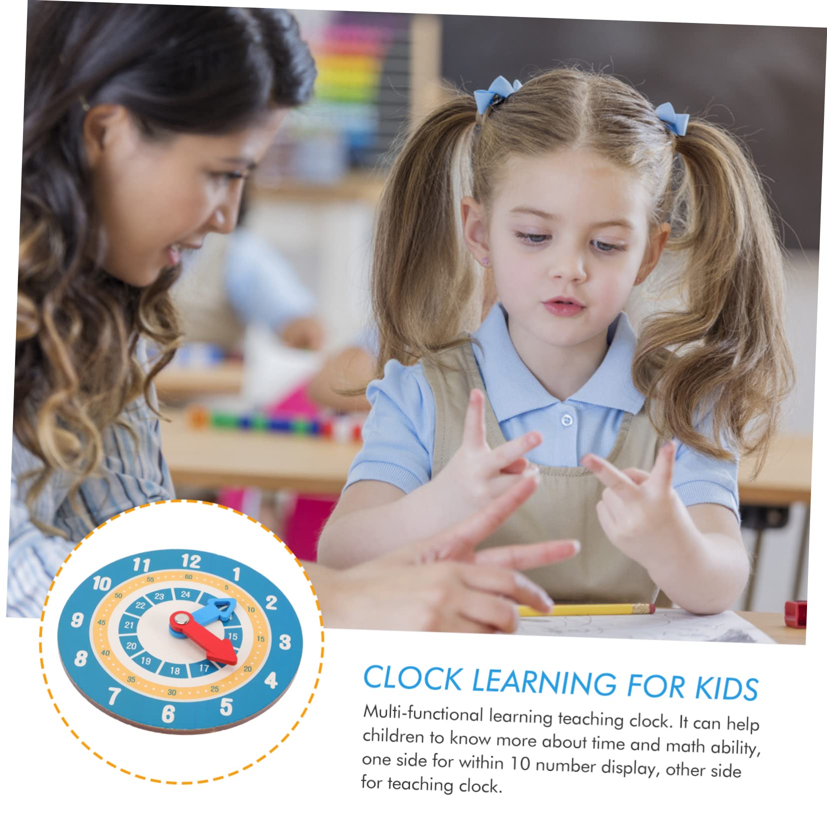 Alipis Montessori Wooden Teaching Clock for Educational Math Learning Tool Analog Clock Model for Classroom Use Time and Math Skills Development