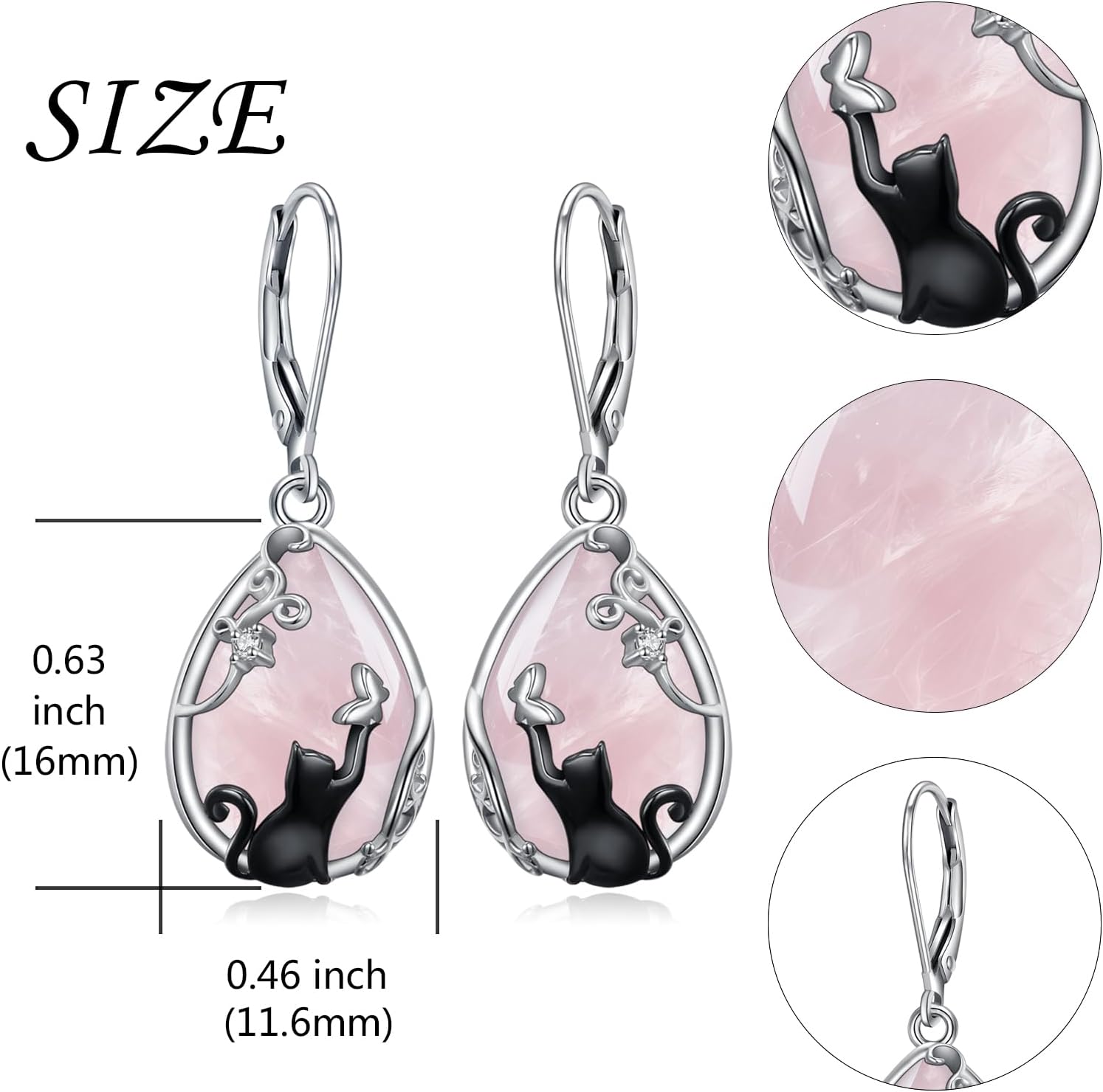 925 Sterling Silver Moonstone Drop Earring For Women Cute Cat Butterfly/Moon/HoneyBee/Jellyfish Dangle Earrings Decoration Hypoallergenic Jewelry Birthday Valentine's Day Christmas