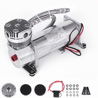 ZHSYMX 200 PSI 1/4 NPT Heavy Duty 12V Air Compressor for Train Horns, Air Ride Suspension, Truck/Car Tires - Silver