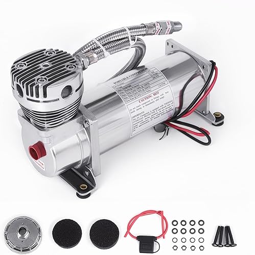 Miniatura 8 de Compresor de Aire de 200 PSI 1/4 NPT de Servicio Pesado para Tren/Camión/Coche 12V PLATA, Compresor de Suspensión de Aire para Tren de 1/4 NPT de