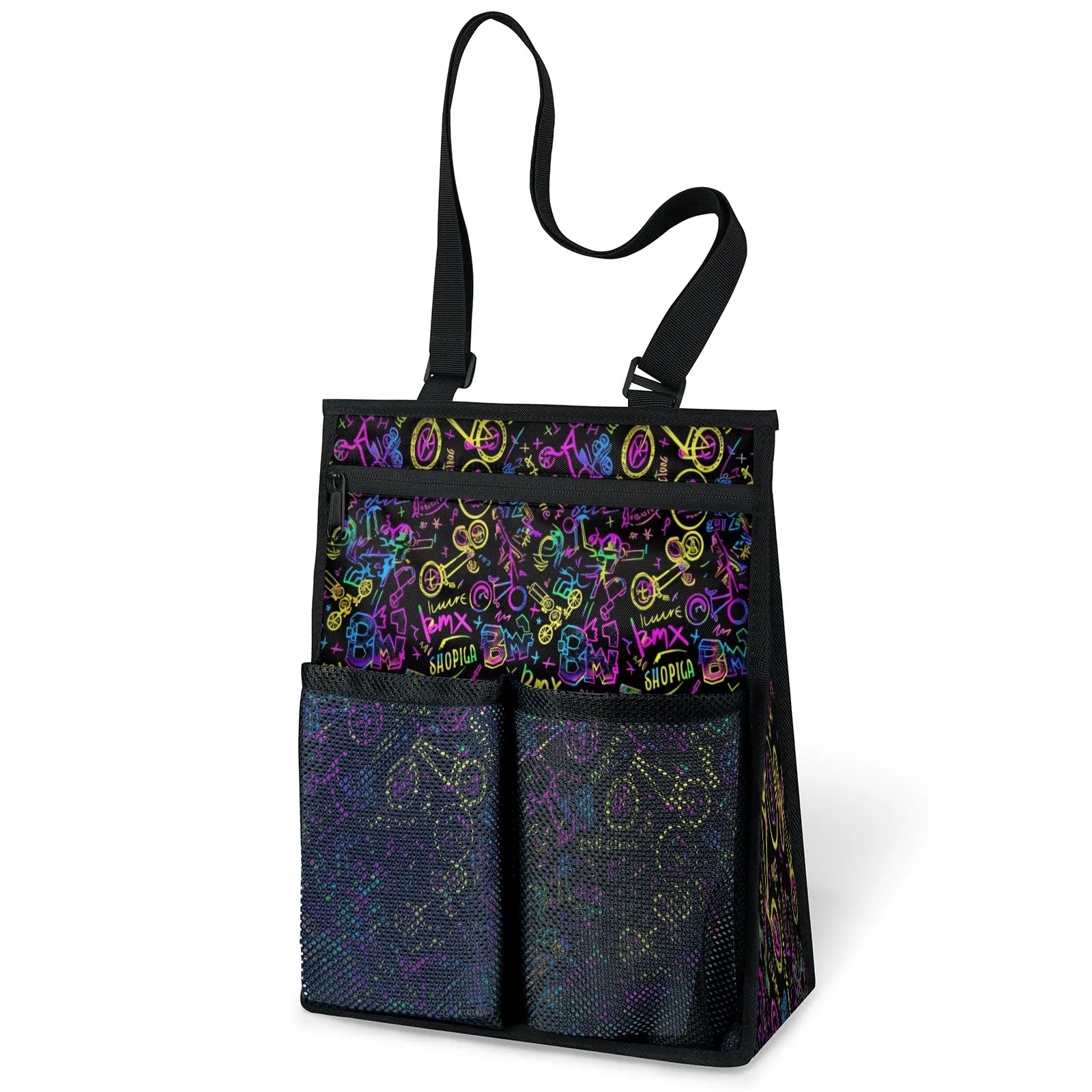Ourtheme Graffiti Pattern Portable Shower Bag for Travel Gym Camp Beach Tote Shower Caddy Bags Hanging Toiletry Organizer