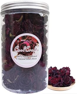 Dried Rose Buds Edible Fragrant Dried Flowers for Tea, Baking, Crafts, Potpourri - Crimson Glory Rose 1oz