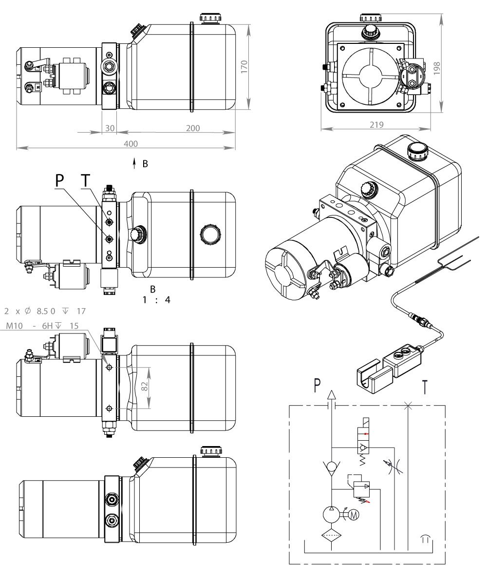Hydraulikaggregat Hydraft, Hydraulikpumpe mit 4 Liter Tank und Kabelfernbedienung + Funkfernbedienung, 12V 180 bar 2000 Watt (2 x Funkfernbedienung)