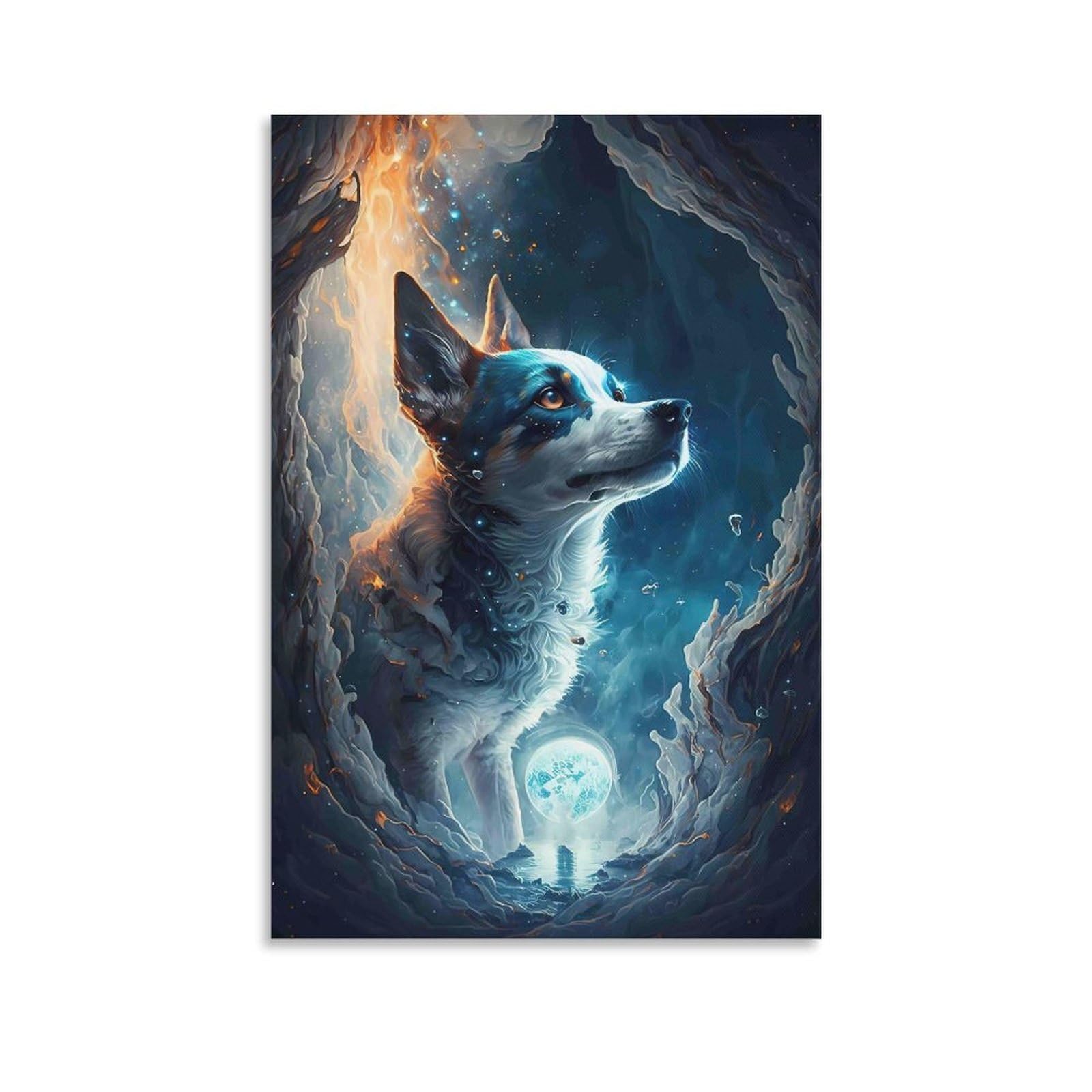 DHBANEIOK Fantasy Dog Warrior Poster Artwork Giclee Canvas Prints Modern Wall Art Picture Wall Hanging for Office Gym Living Room Decor 24x36inch(60x90cm)