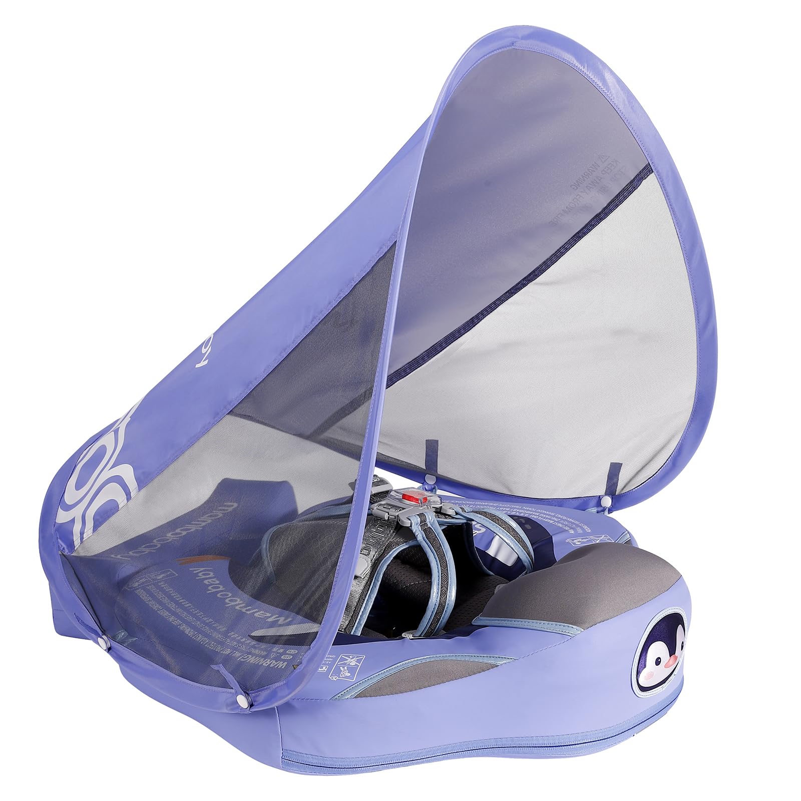 Mambobaby Float with Canopy, Non-Inflatable Swim Trainer for Infants and Toddlers 3-24 Months, Avoid Flip Design, UPF 50+, Safe & Comfortable Baby Pool Float