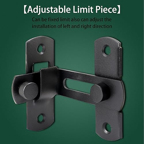 Miniatura 5 de HKATOPS Pestillos deslizantes de puerta abatible de 90 grados, paquete de 4 cierres de seguridad negros para granero, jardín, baño, exterior, puerta