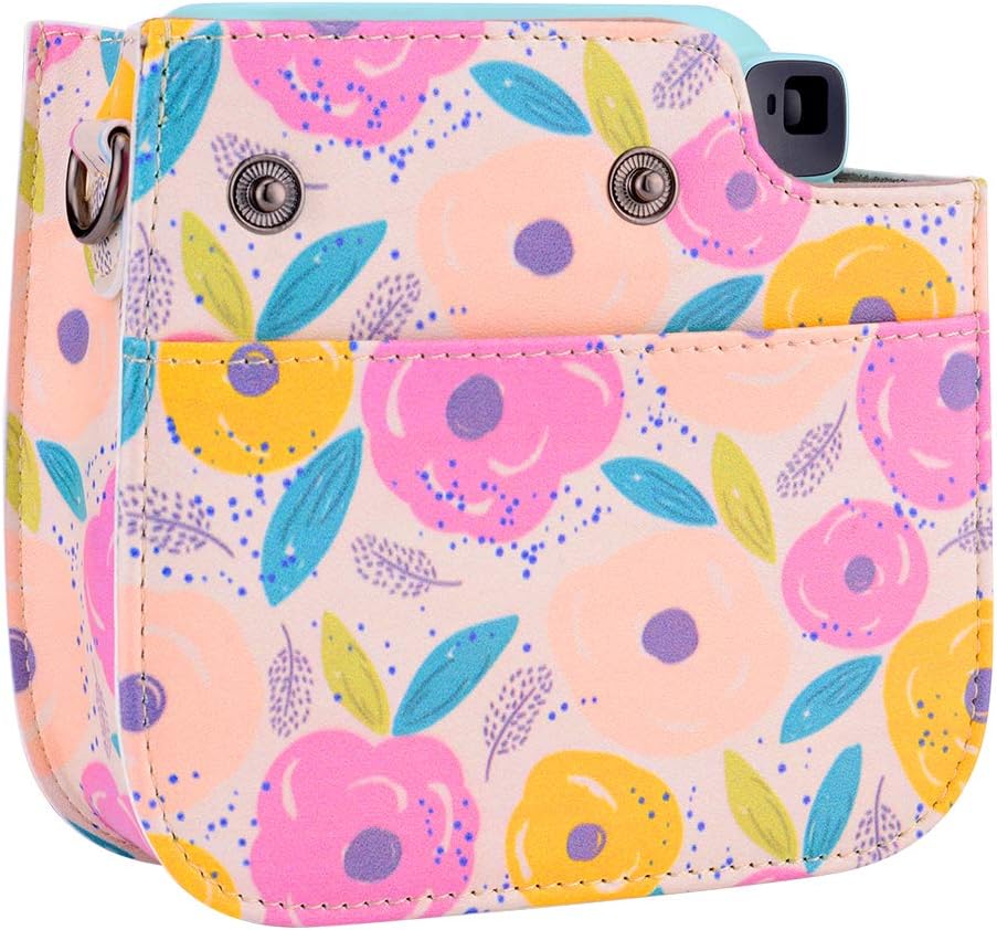 Tiessic Mini 9 Camera Case Compatible with Fujifilm Instax Mini 9 Mini 8 Mini 8+ Camera with Shoulder Strap and Pocket - Rape Flower