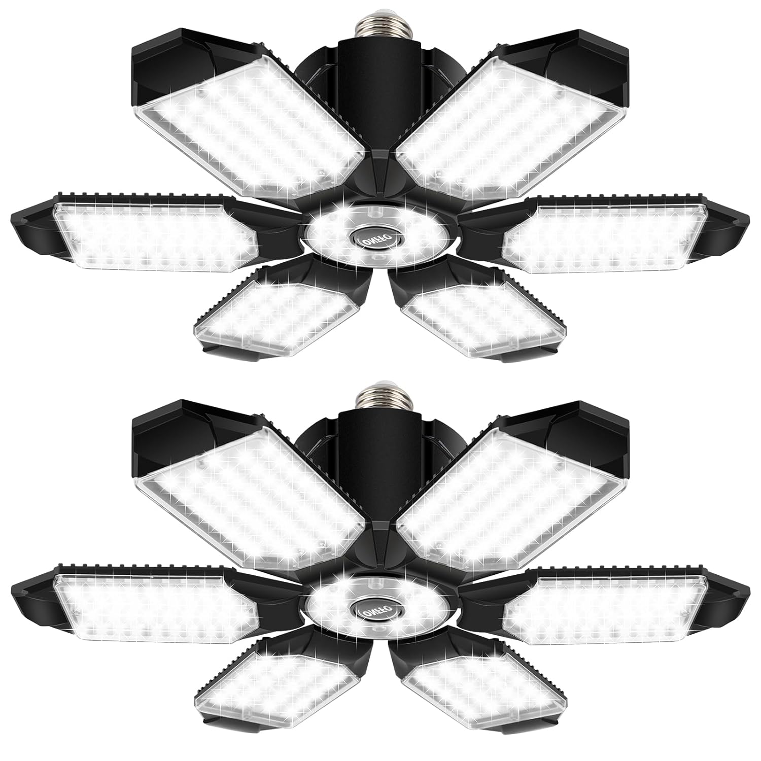 onffo 2 Pack LED Garage Lights 150W Deformable LED Garage Ceiling Lights with 6 Adjustable Panels 20000LM 6500K