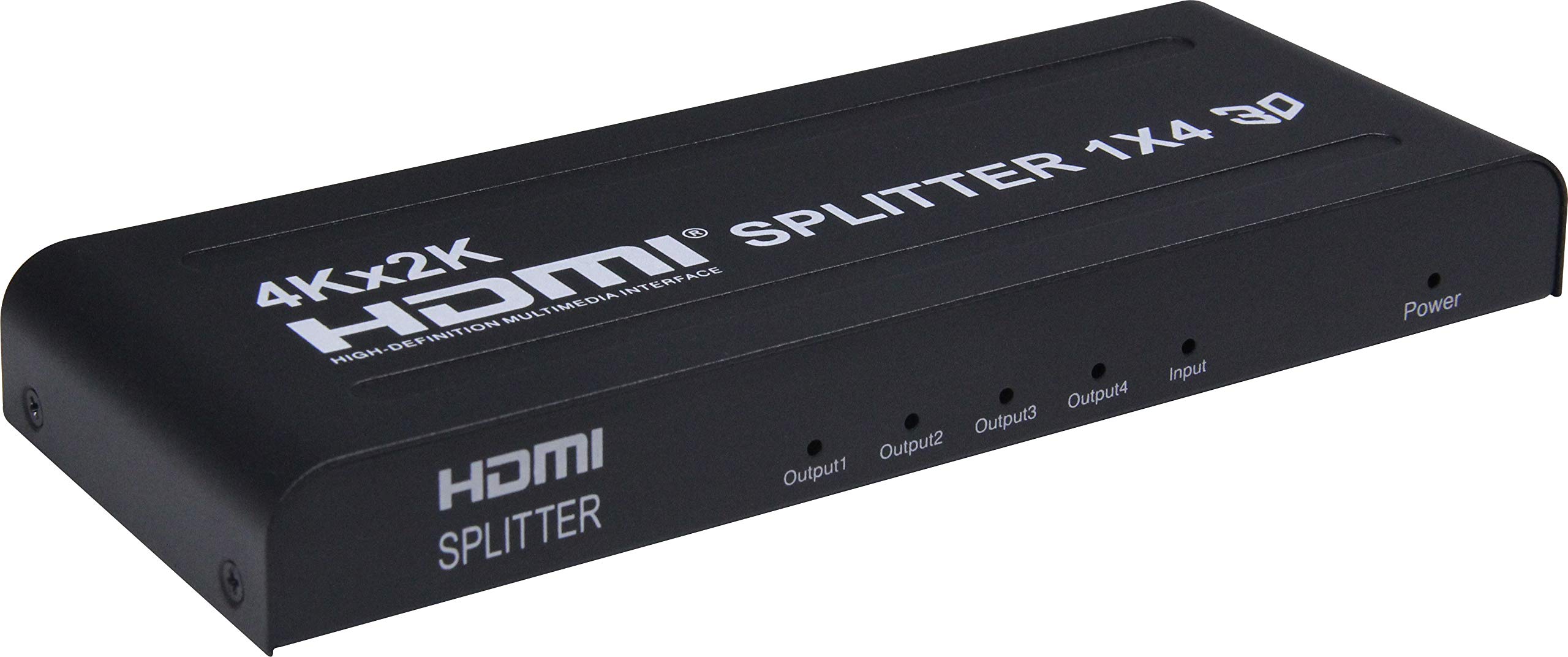 PremiumCord 4K HDMI Splitter 1-4 Port mit Netzteil, Metallgehäuse, Video Auflösung 4Kx2K 2160p UHD, Full HD 1080p, Farbe schwarz