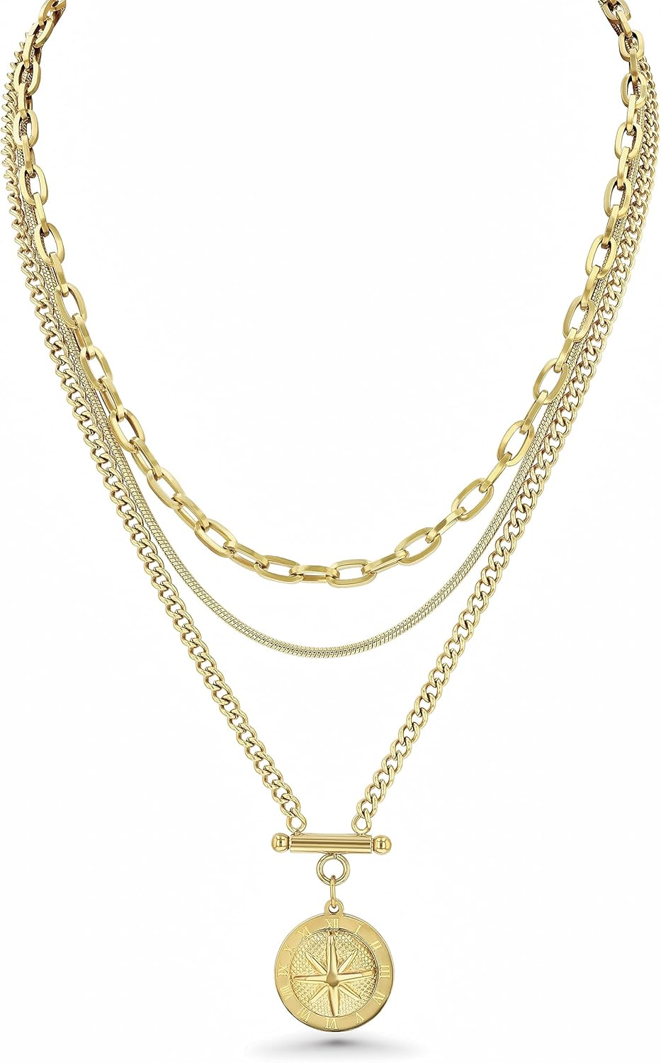 Layering Necklaces for Women, Gold Pendant Necklace for Women, Gold Necklaces for Women Trendy, Dainty Necklace for Women, 18k Gold Necklace, Gold Layered Necklaces for Women, Gold Jewelry Sets for Women, Costume Jewelry for Women, Gold Medallion Necklace for Women by SNGIA, Gold Coin Necklace for Women, Gold Compass Necklace, Beach Necklace for Women, Charm Necklace, Goddess Accessories