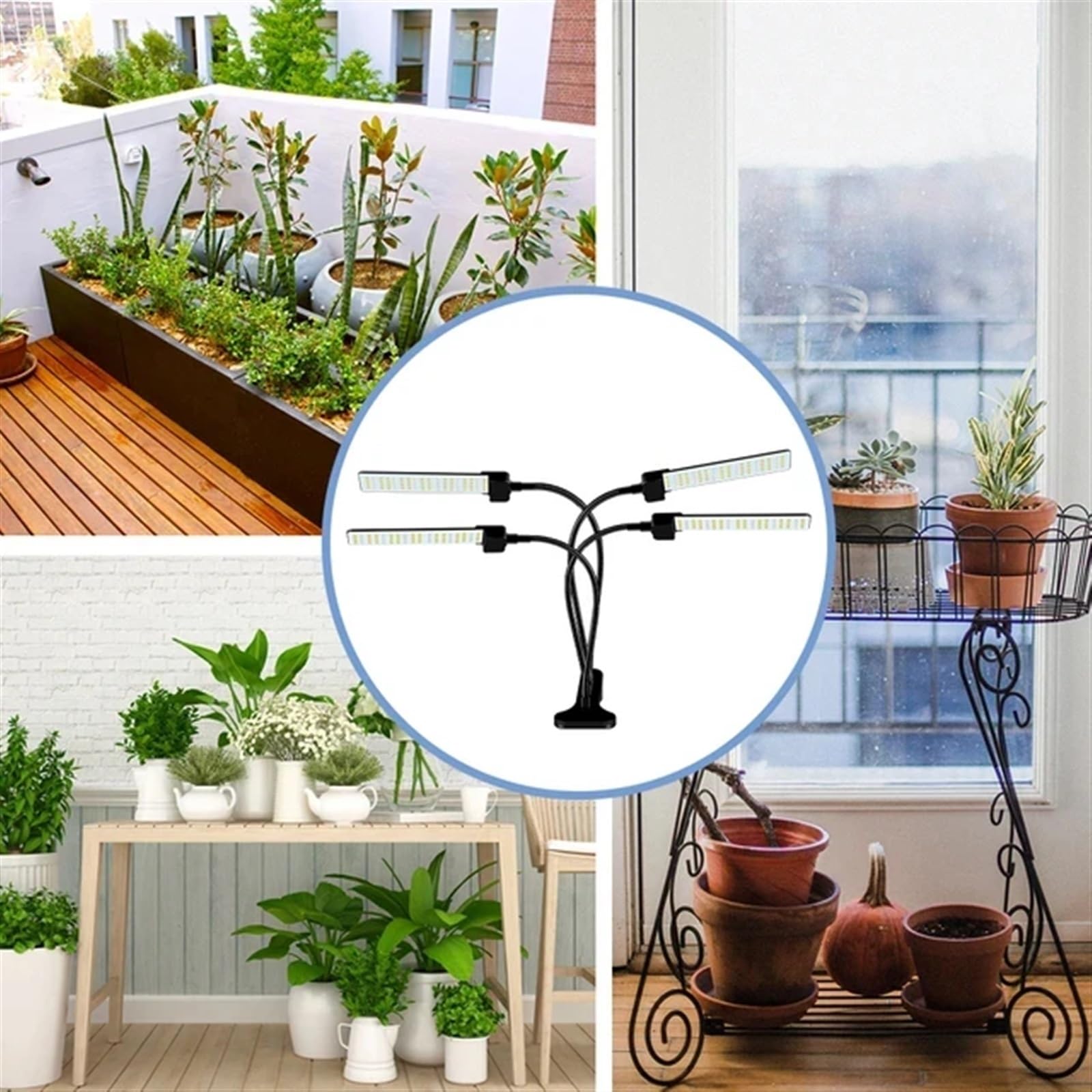 Roślina rośnie światłem, Pełne spektrum LED Nasiona kwiatów Fitolampy dla roślin, światło do uprawy, wewnętrzna fitolampa, hydroponika(4 lamp clamp base)