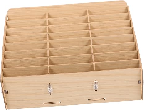 Hemobllo 24Grids Wooden Storage Box with Compartments Versatile Desk Organizer for Phones Cosmetics and Sundries Stylish and Home Supplies for Office and School Use