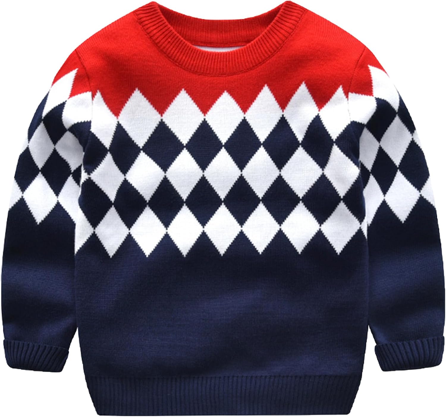 Boys Winter Jumper Sweater Long Sleeve Crew Neck Ribbed Cuff Pullover Knitwear Outwear