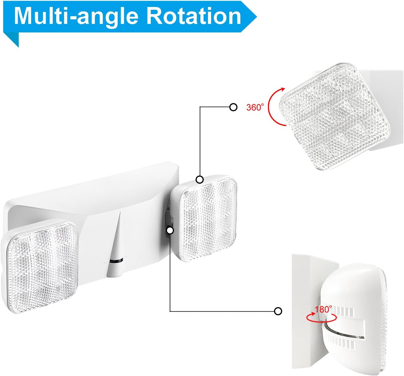 Uр Tо 40% оƒƒ SPECTSUN 4 Pack LED Emergency Lights White, Adjustable Square Head Emergency Led Light with Battery, White Emergency Light/Emergency Light Fixture/Emergency Sign/Emergency Light Remote