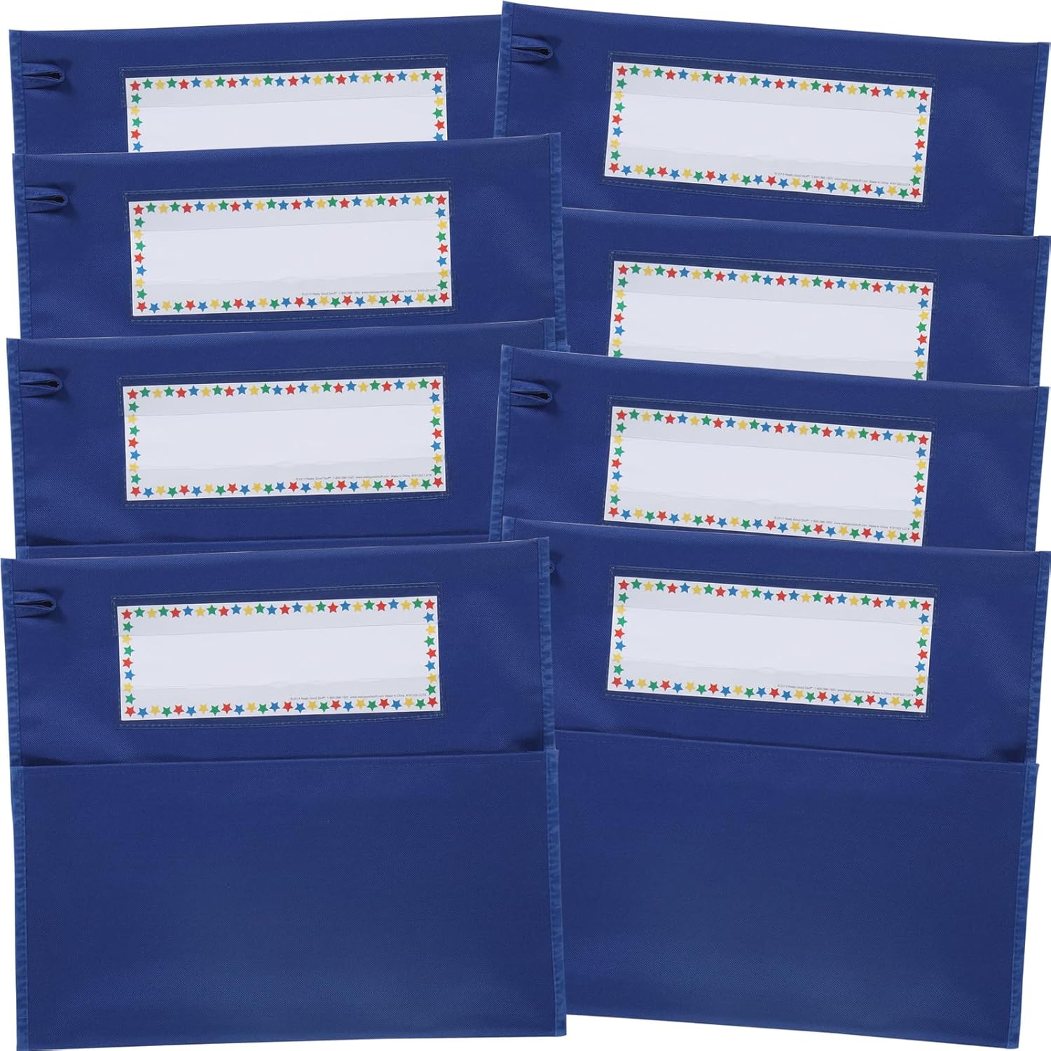 Really Good Stuff Classic Chair Pockets, 8 Pack, Blue, Chairback Buddy, Classroom Chair and Seat Storage Organizer, for Students and Classroom Organization