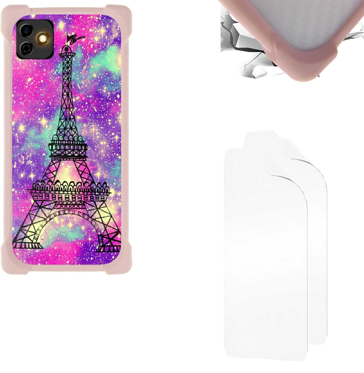 Coque Complète Avec Support Et Verre Trempé Pour Logicom Comet - Housse Cuir PU, Fentes Pour Cartes, Bleu BF04