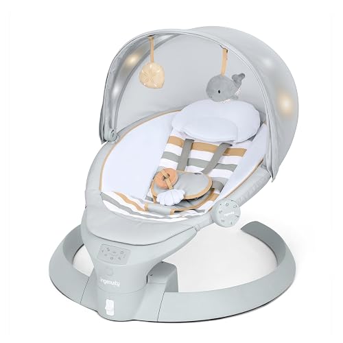 Ingenuity Inlighten Bounce & Sway Baby Swing, Newborn to 9 Months, Pebble