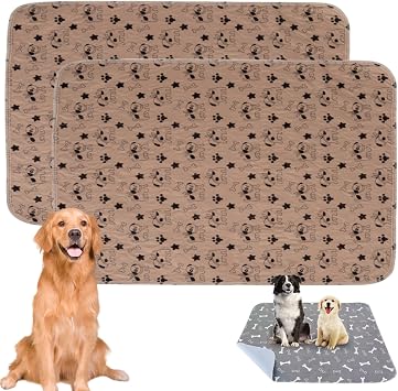 Super Absorbent Reusable Pet Pads, Puppy Pee Pad with Pheromones for Dogs, Reusable & Washable Brave Beige - Two Pack,XXL 36x55 inches