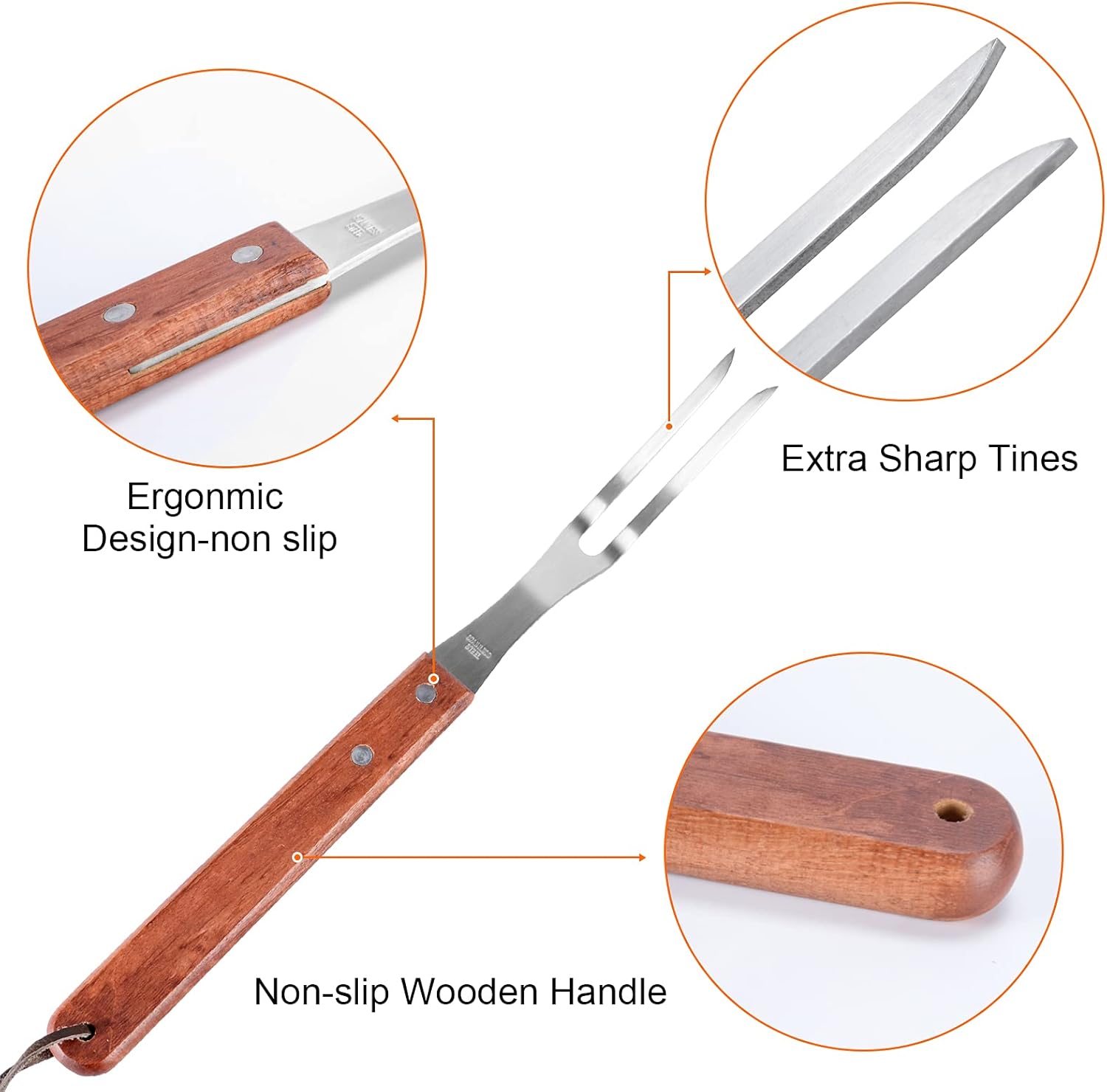 Meat Forks Qoosea 2 Pack Carving Fork with Wooden Handle 13 Inch Stainless Steel Barbecue Fork for Barbecue Kitchen Roast Turkey: Home & Kitchen