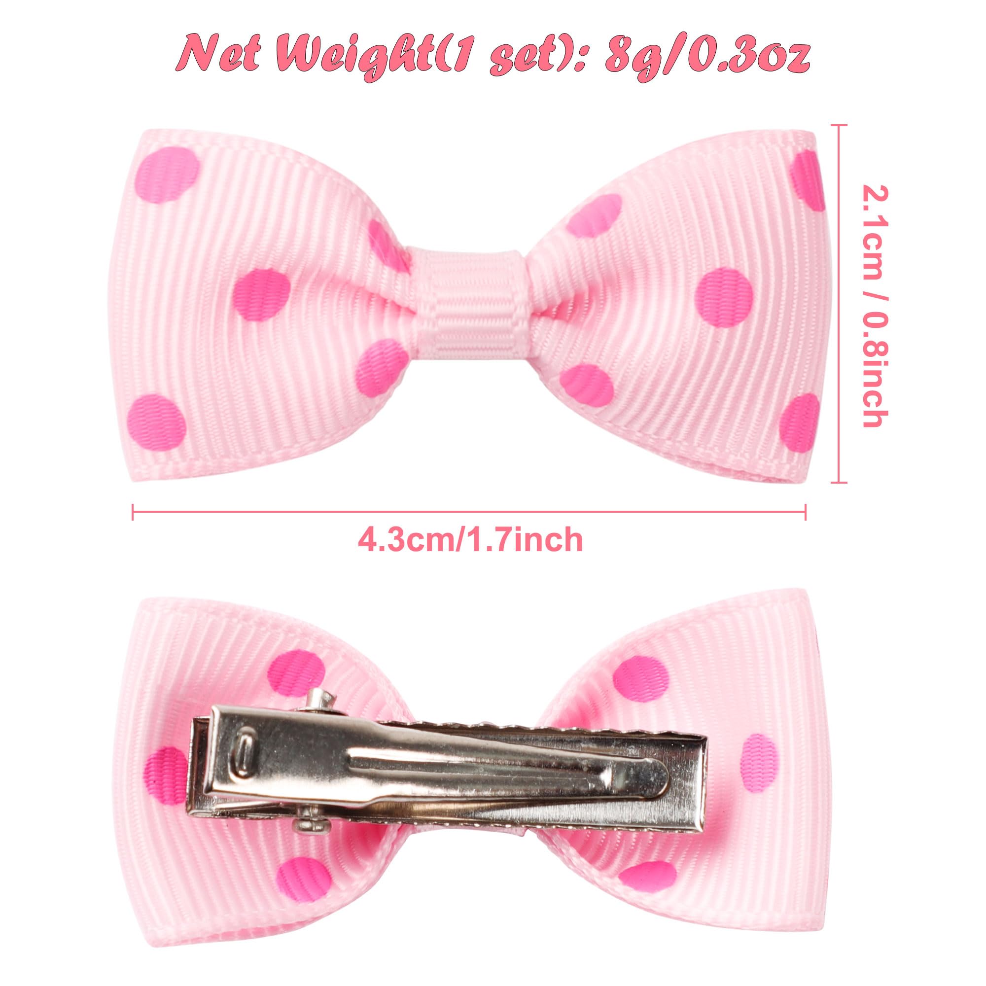 sourcing map 5pcs Barrette pour Chien avec nœud à Pois Pince Rose