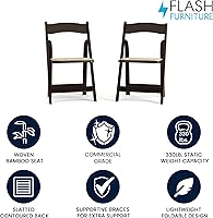 Vista 3 de Flash Furniture 2 Pack HERCULES Series Silla plegable de madera Fruitwood con asiento acolchado de vinilo