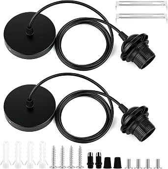 2Pcs Ceiling Pendant Light Fitting,E27 Lamp Holder with Lock Ring for Shade [Energy Class E]