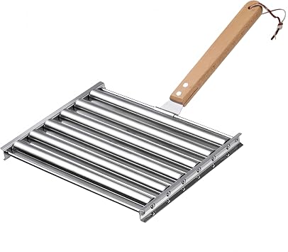 Hot Dog Roller for Grill Accessories,With Extra-Long Wooden Handle, It Is Not Hot And Suitable For Outdoor Garden Lawns