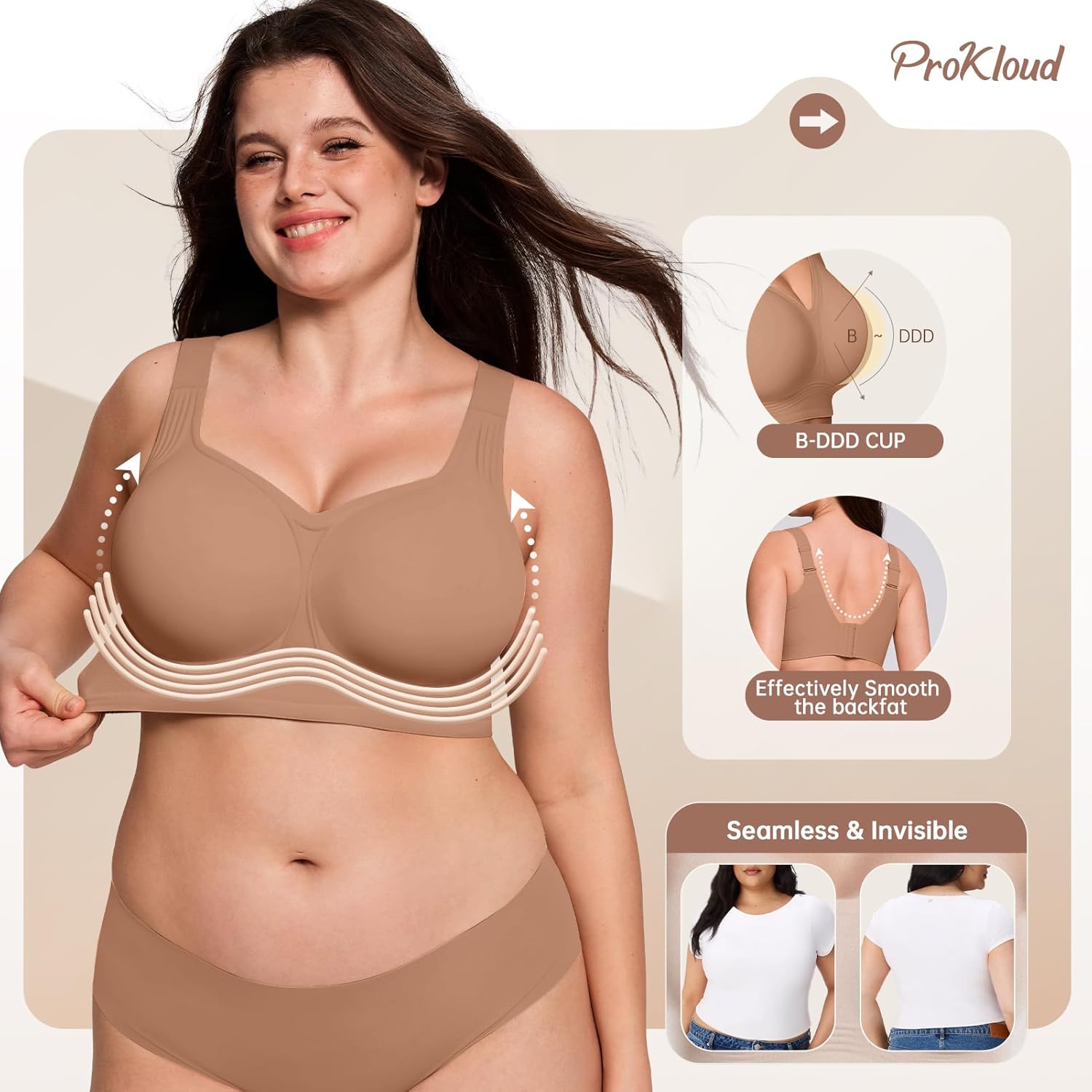 Jelly Bras for Women No Underwire Wireless Bra with Support and Lift Full Coverage Plus Size Comfy Seamless Bra - Image 2