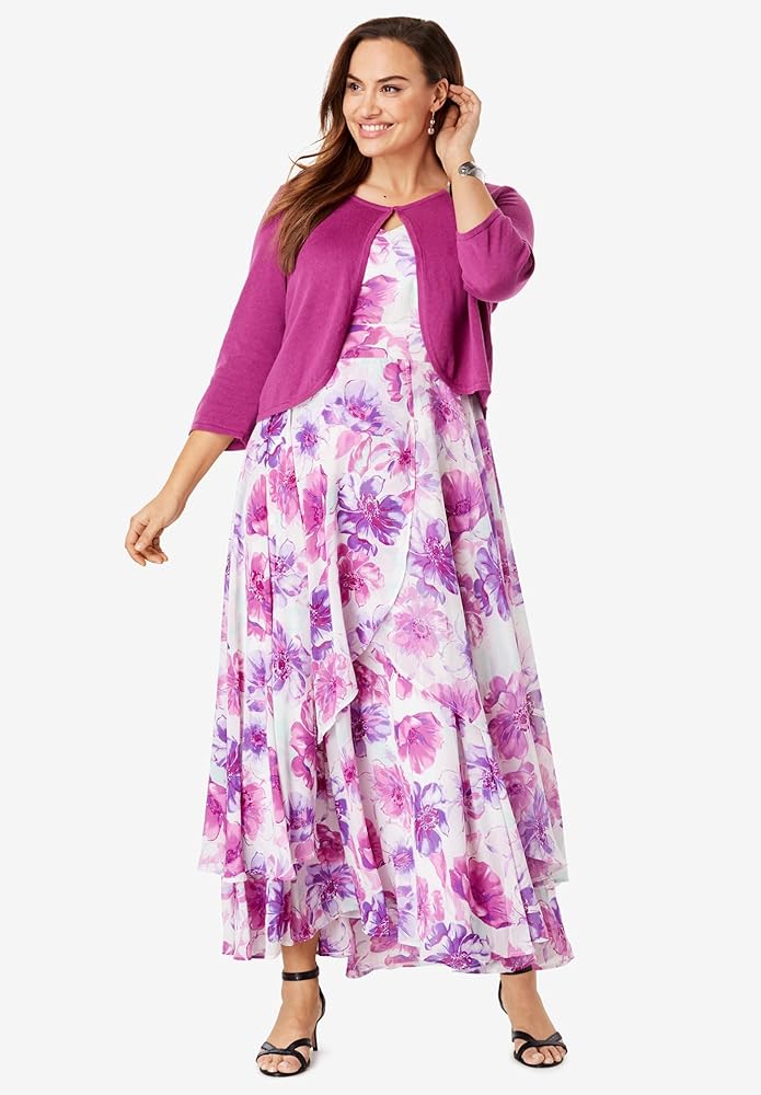 chinese dress ladies Jessica London Women's Plus Size Georgette Flyaway Maxi Dress