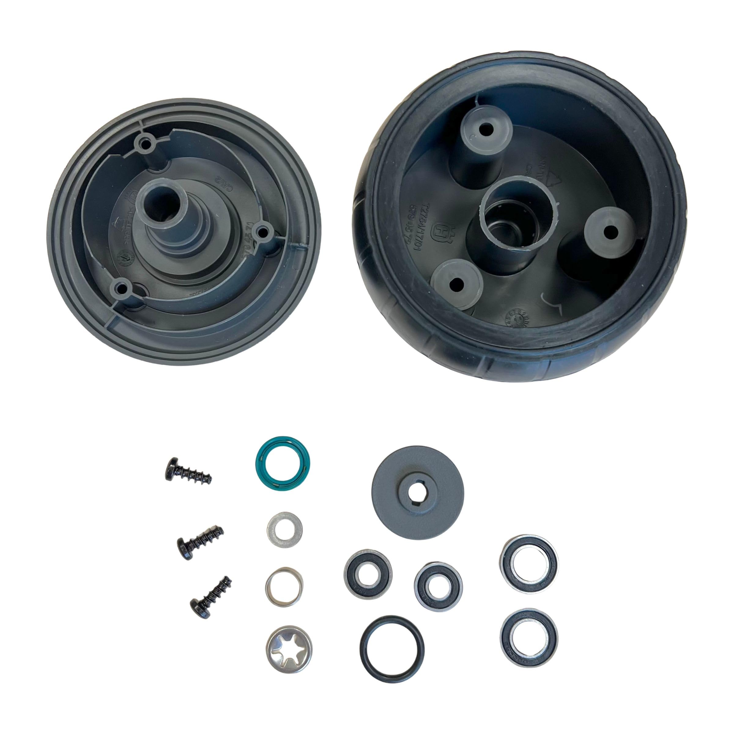 TIMBERA Kit di Riparazione – Compatibile con Husqvarna Automower: Ruota Anteriore Senza Asse con Cuscinetti, Guarnizioni, Mozzo e Battistrada – Modelli 310 315 315X