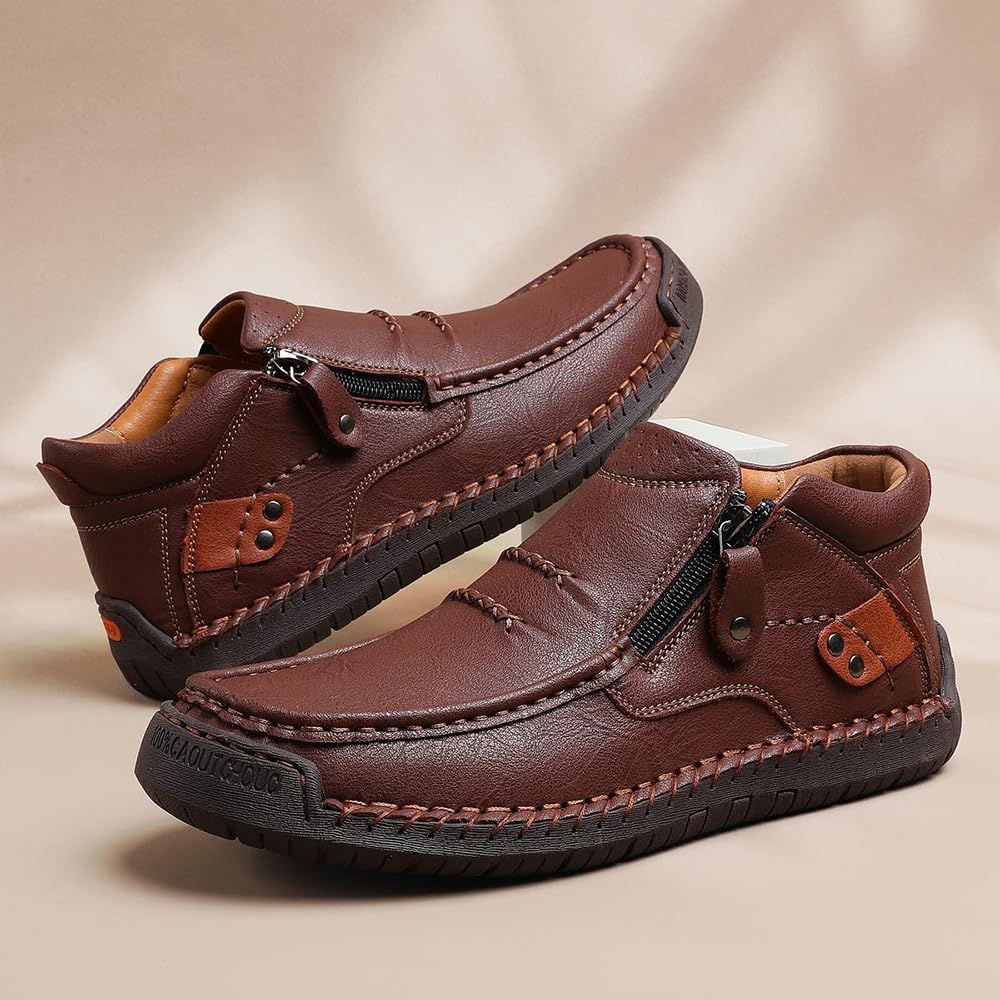 Driving Boots Men, Men’s Handmade Premium Leather Slip-On Driving Boots Travel & Outdoor