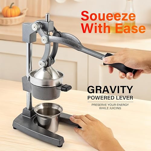 Miniatura 7 de Exprimidor manual de hierro fundido, exprimidor comercial de limón, exprimidor profesional de cítricos, ideal para extraer jugo de limones, naranjas