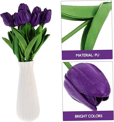 Miniatura 3 de Ramo de flores falsas, 12 unidades, tulipán, flores artificiales, ramas cortas, tulipanes sintéticos, decoración de tulipanes