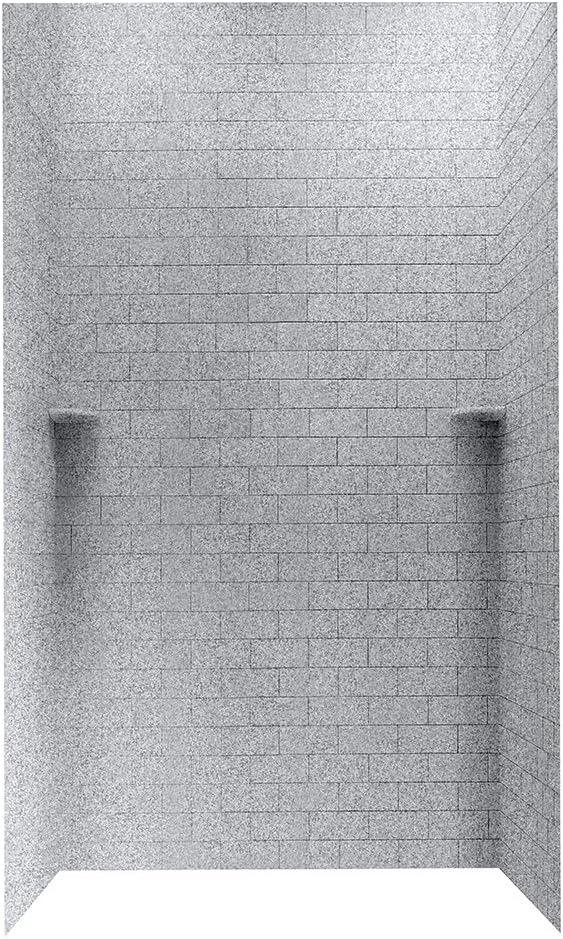 Swanstone STMK964848.042 Subway Tile Shower Kit, 48" x 48" x 96", Gray Granite