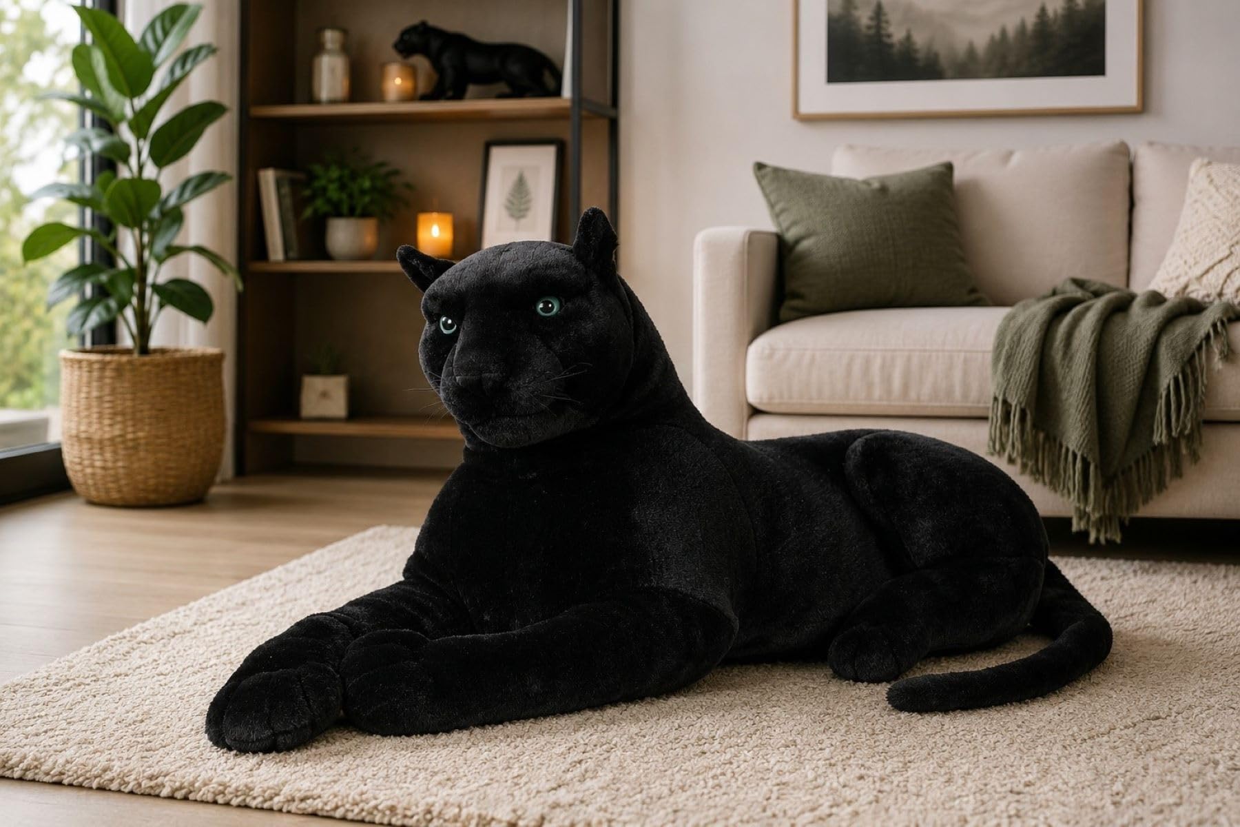 Geschenkestadl XXL Panther liegend Plüschtier 1,10 m | Kuscheltier, Dekotier, Wildtier Deko, Wohnaccessoire